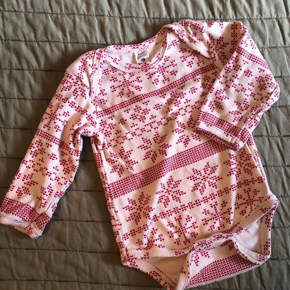 Kate Quinn Baby Onesie Red Fair Isle, 12m organic cotton